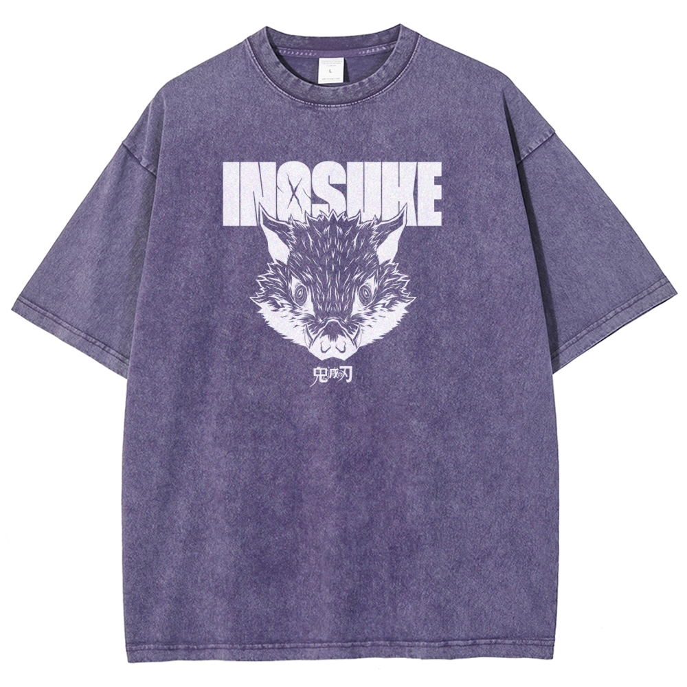 Demon Slayer Inosuke Unisex Fit Washed T-Shirt 2508024812