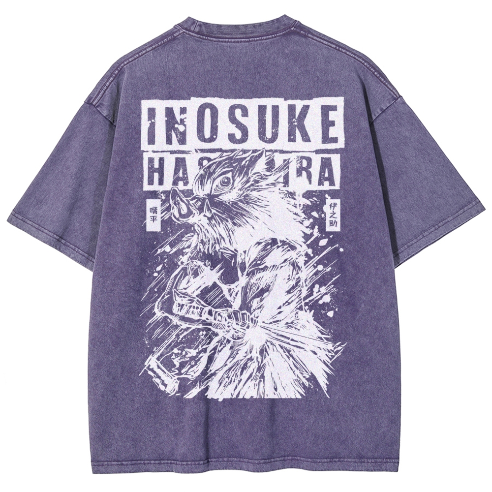 Demon Slayer Inosuke Unisex Fit Washed T-Shirt 2508024812