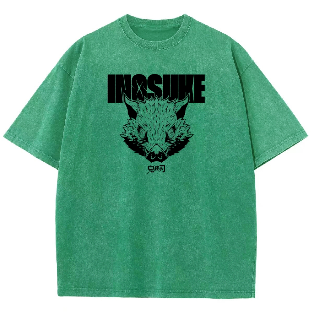 Demon Slayer Inosuke Unisex Fit Washed T-Shirt 2508024812