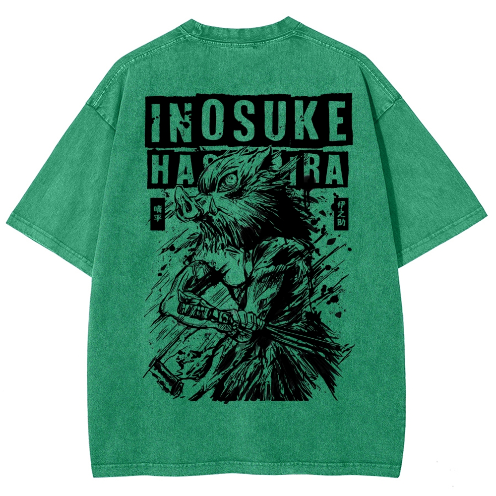 Demon Slayer Inosuke Unisex Fit Washed T-Shirt 2508024812