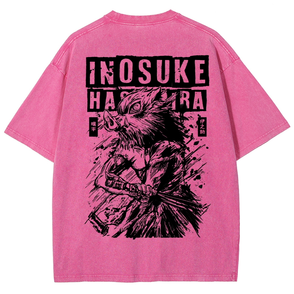 Demon Slayer Inosuke Unisex Fit Washed T-Shirt 2508024812