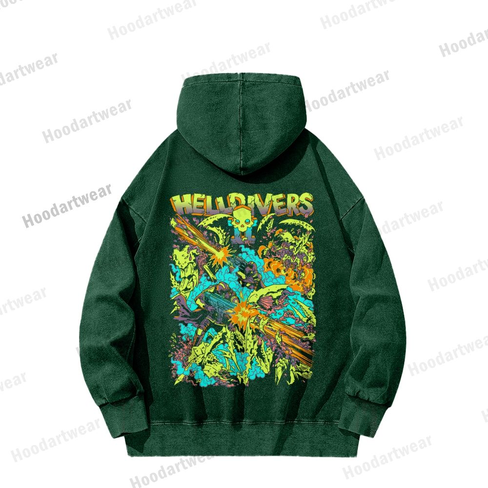 Helldivers Casual Washed Hoodie 2509010934
