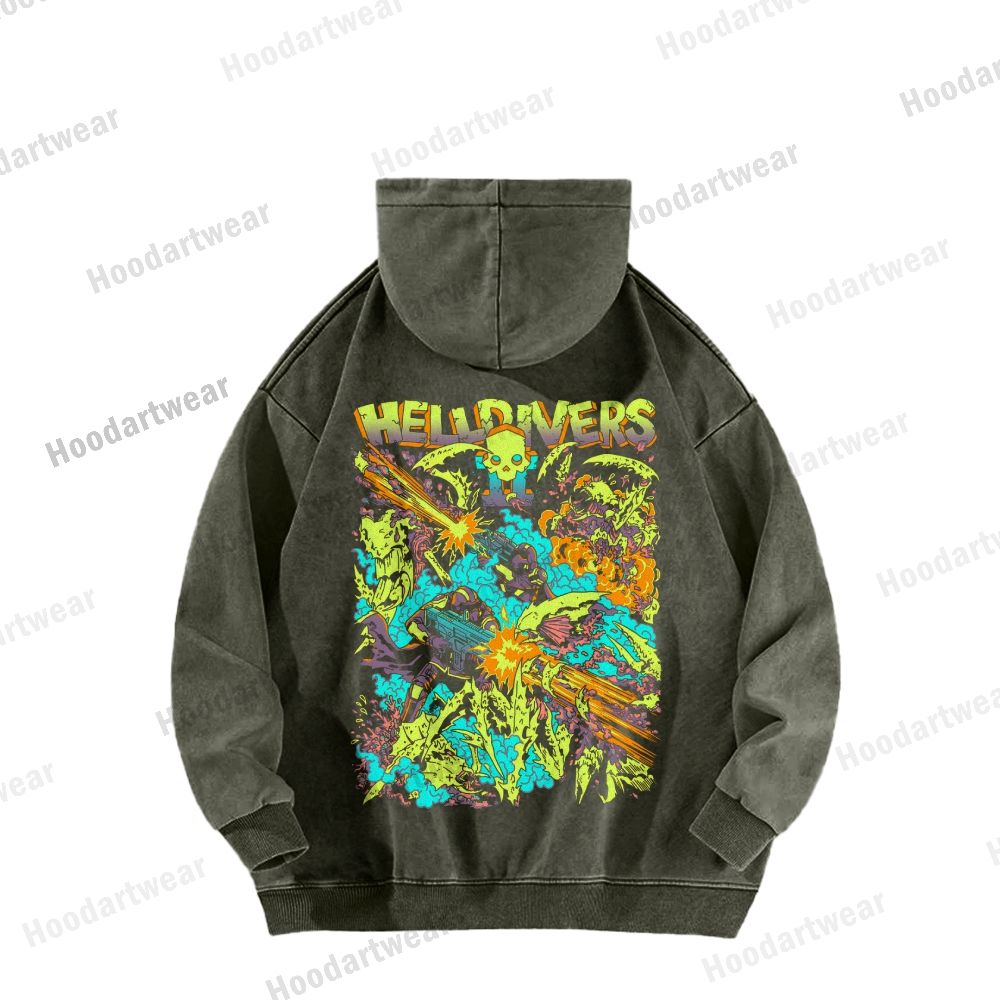 Helldivers Casual Washed Hoodie 2509010934