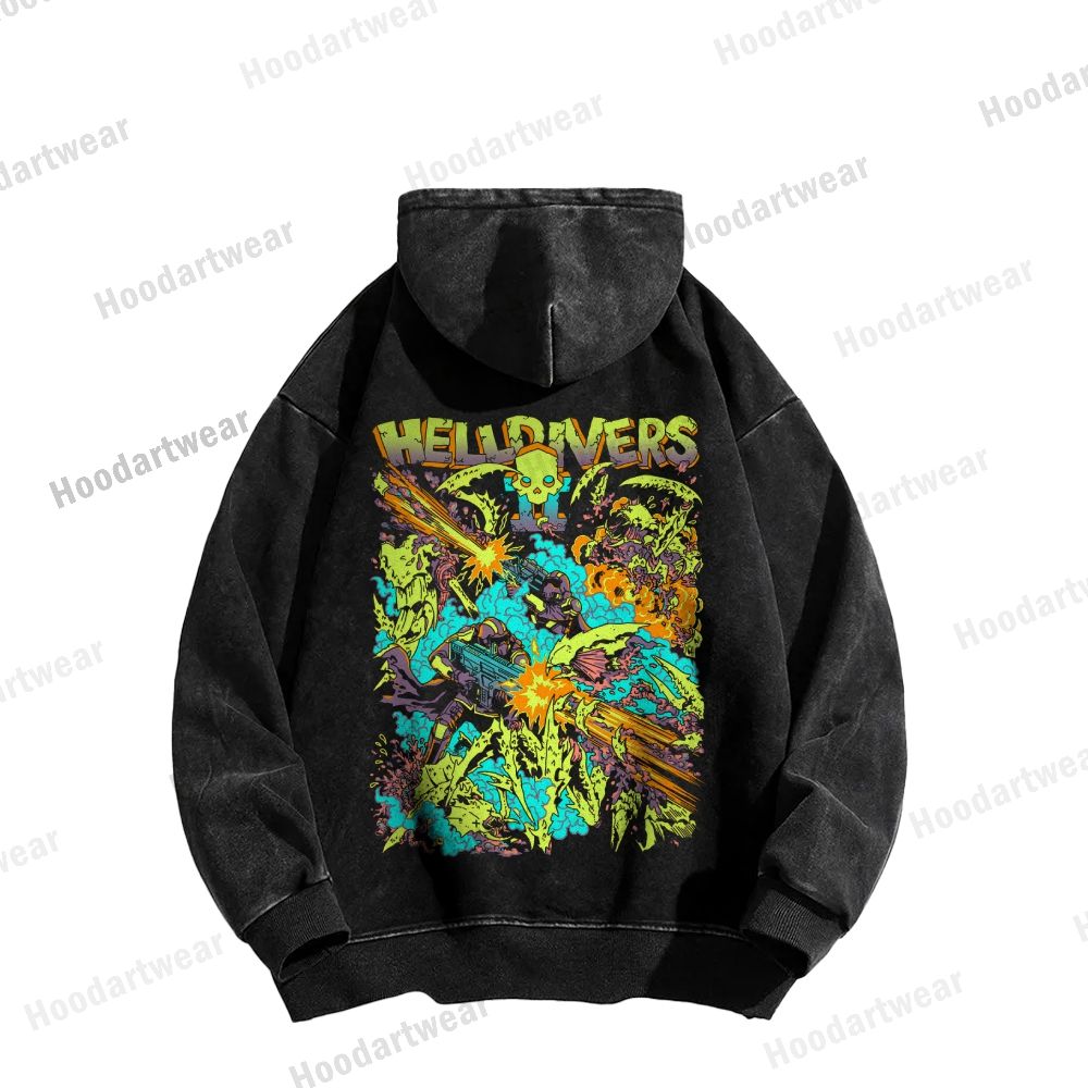 Helldivers Casual Washed Hoodie 2509010934