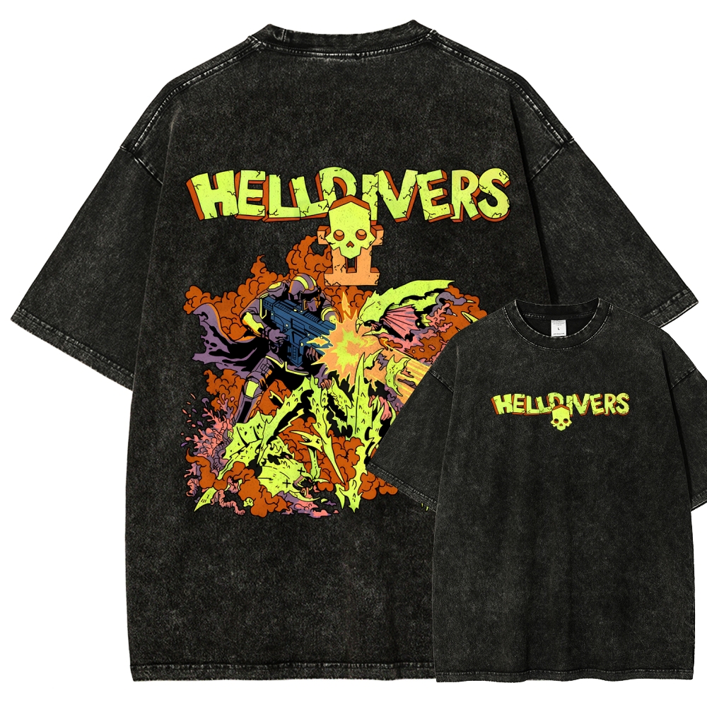  Helldivers  Unisex Fit Washed T-Shirt 2509020868