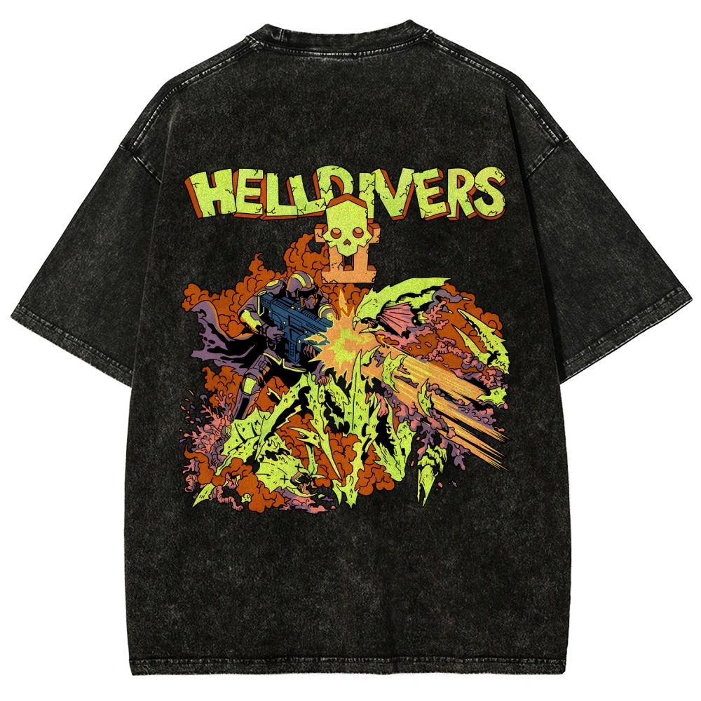  Helldivers  Unisex Fit Washed T-Shirt 2509020868