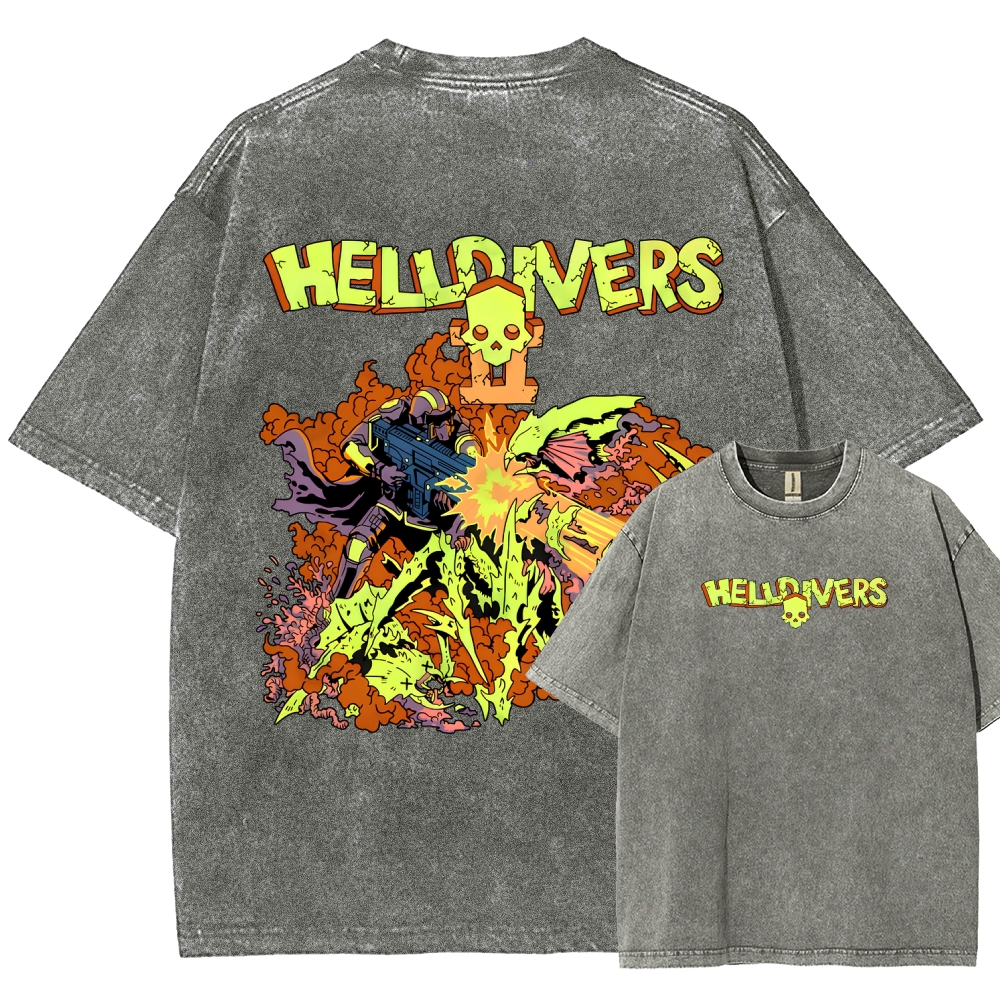  Helldivers  Unisex Fit Washed T-Shirt 2509020868