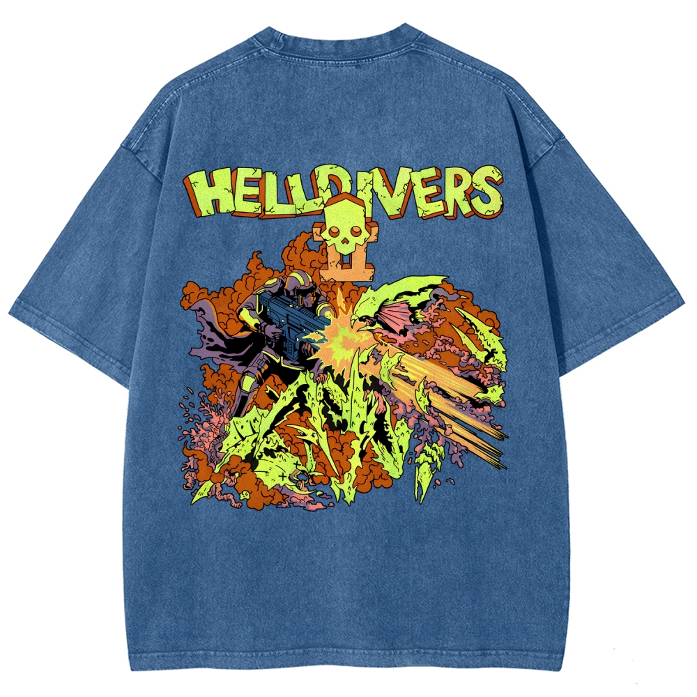  Helldivers  Unisex Fit Washed T-Shirt 2509020868