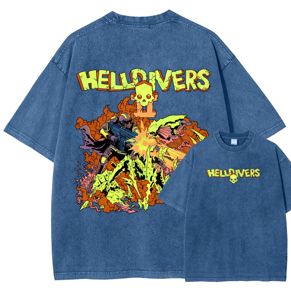  Helldivers  Unisex Fit Washed T-Shirt 2509020868