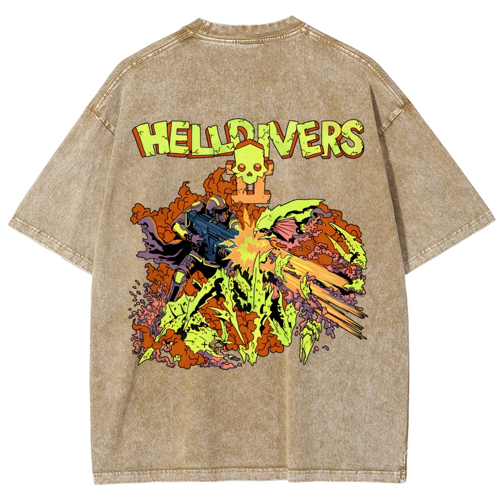  Helldivers  Unisex Fit Washed T-Shirt 2509020868