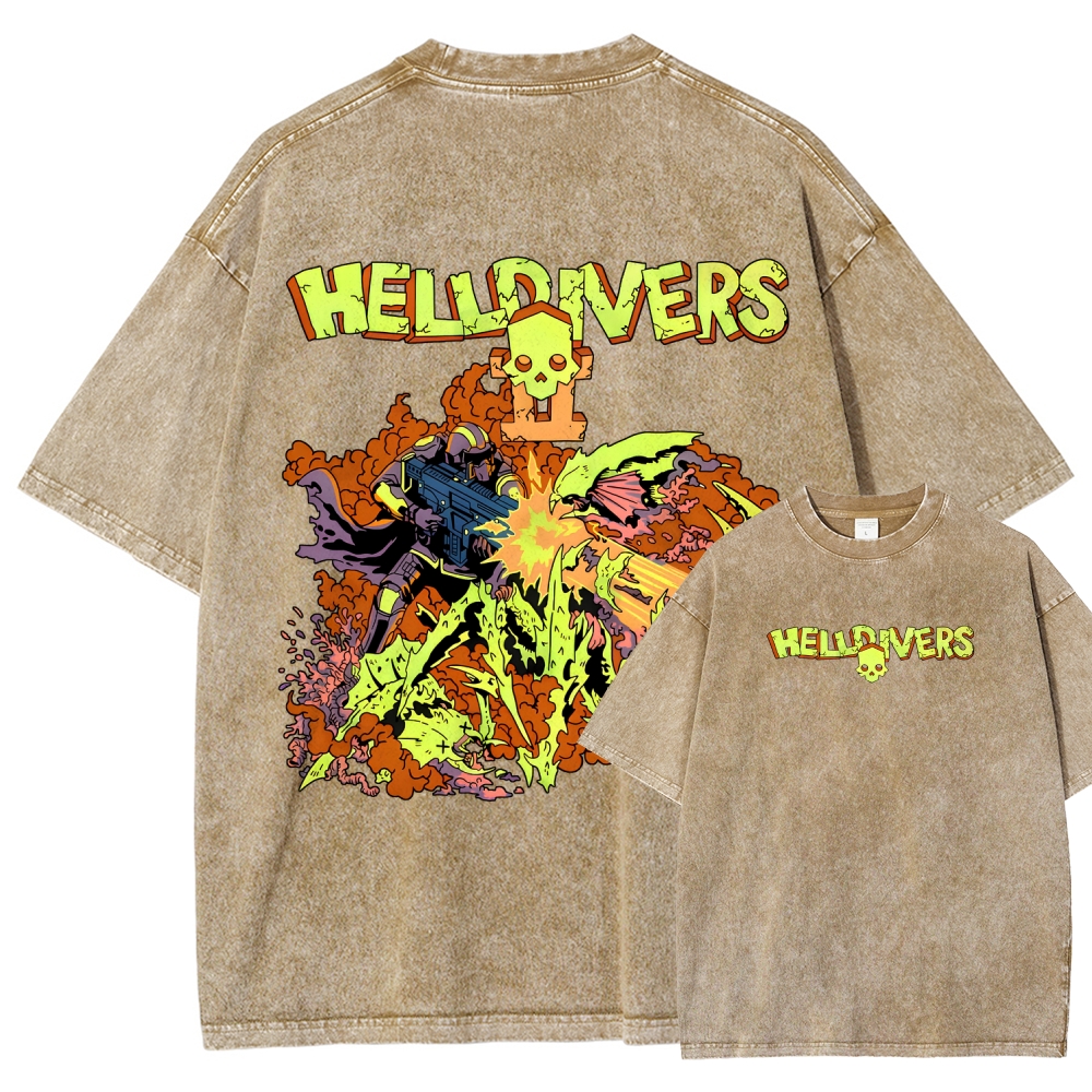  Helldivers  Unisex Fit Washed T-Shirt 2509020868