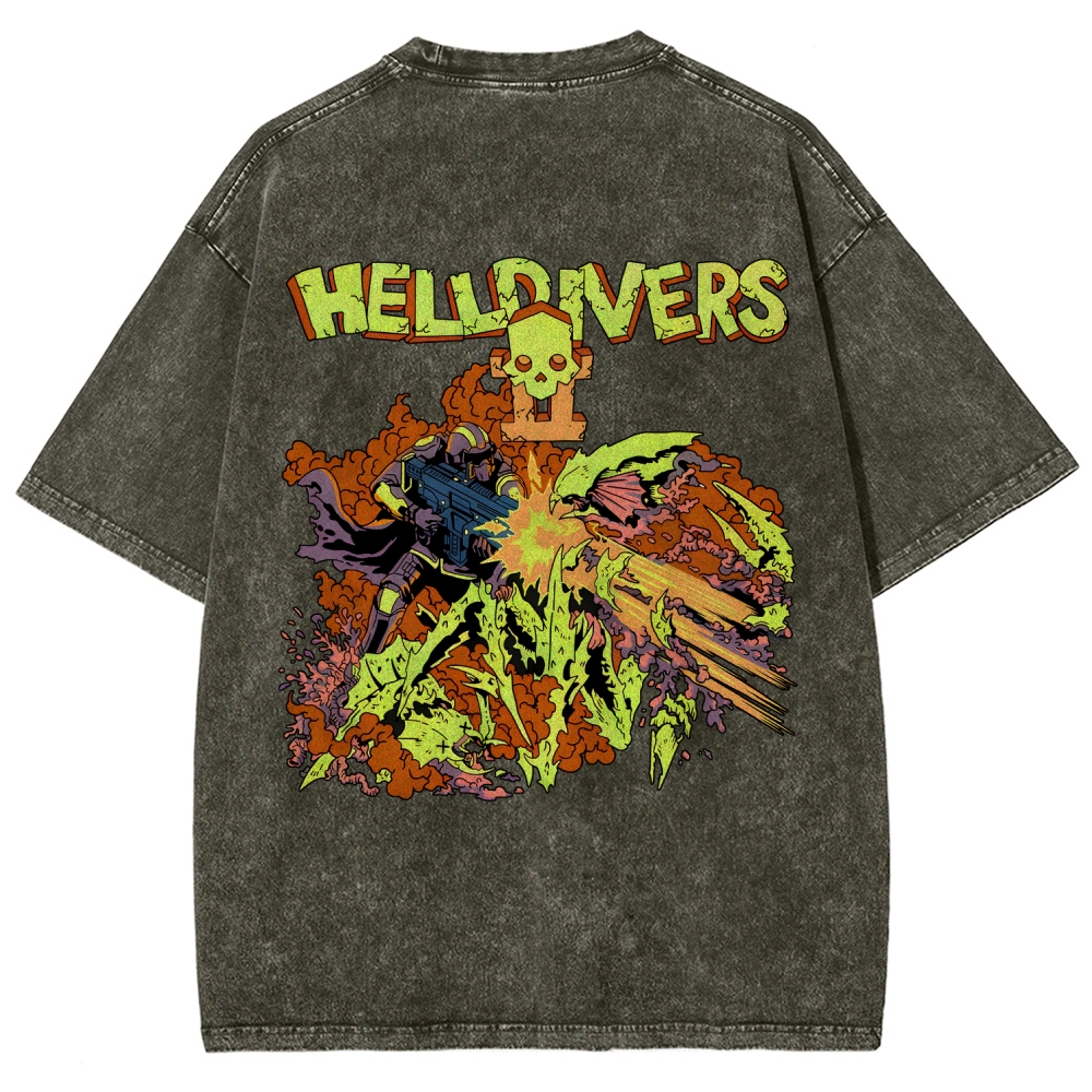  Helldivers  Unisex Fit Washed T-Shirt 2509020868