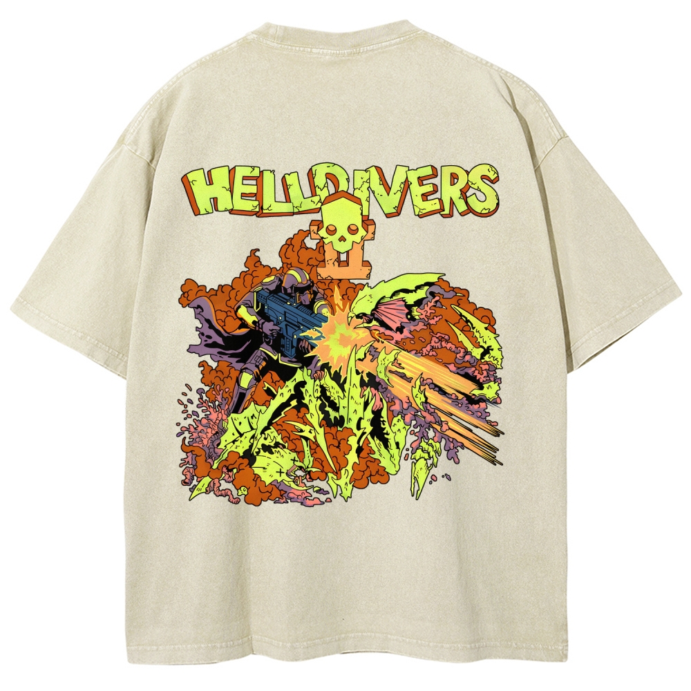  Helldivers  Unisex Fit Washed T-Shirt 2509020868