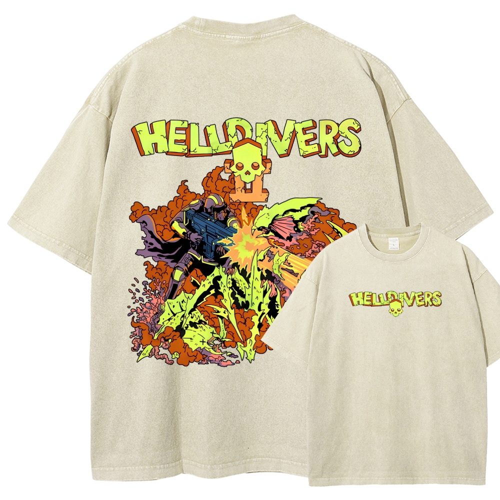  Helldivers  Unisex Fit Washed T-Shirt 2509020868