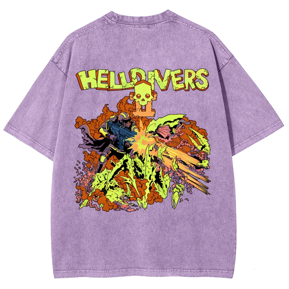  Helldivers  Unisex Fit Washed T-Shirt 2509020868