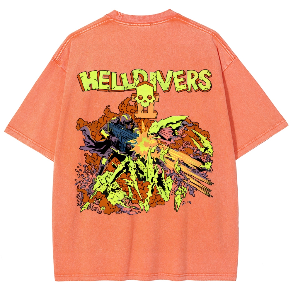  Helldivers  Unisex Fit Washed T-Shirt 2509020868