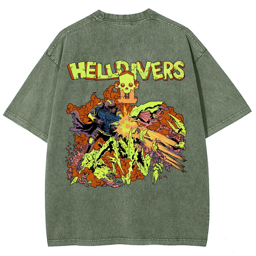  Helldivers  Unisex Fit Washed T-Shirt 2509020868
