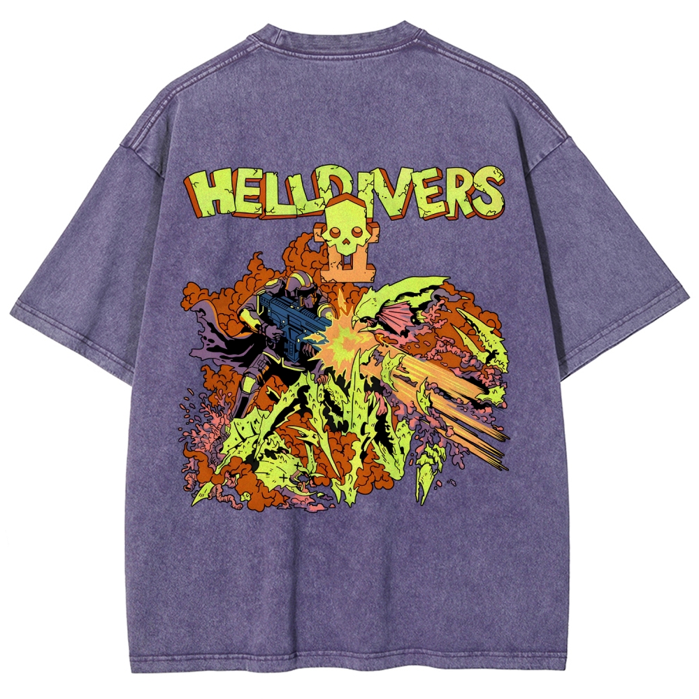  Helldivers  Unisex Fit Washed T-Shirt 2509020868