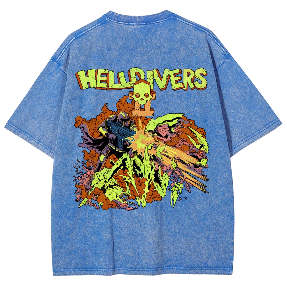  Helldivers  Unisex Fit Washed T-Shirt 2509020868