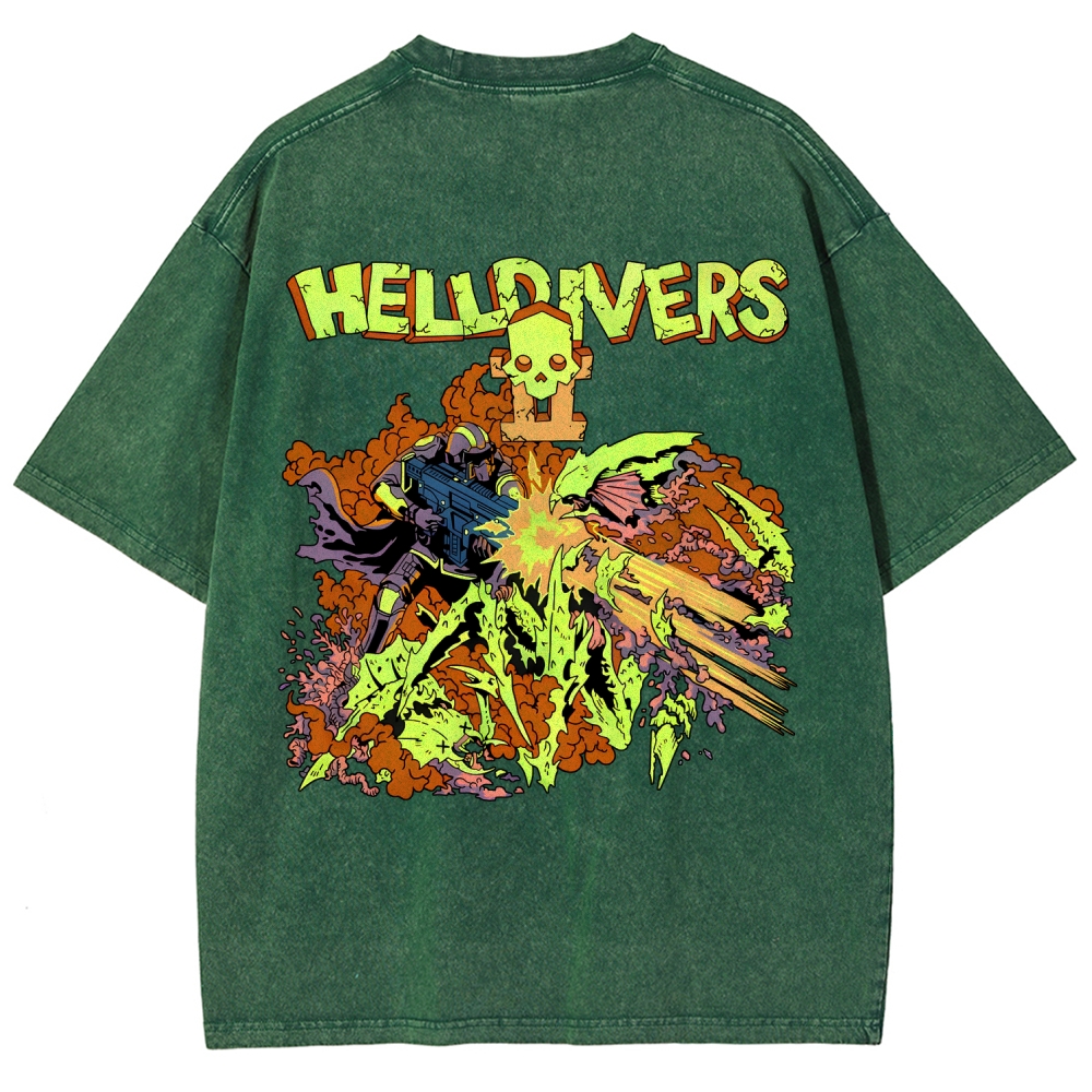 Helldivers  Unisex Fit Washed T-Shirt 2509020868