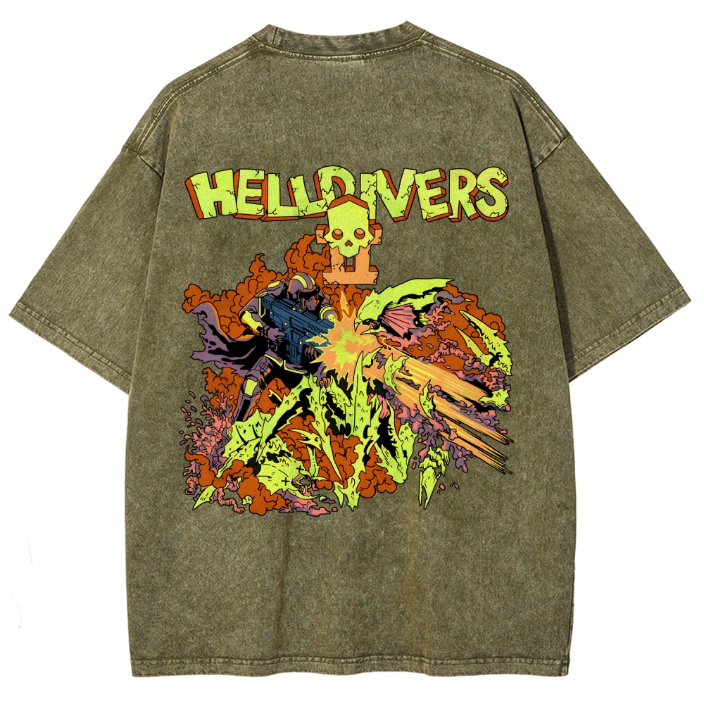  Helldivers  Unisex Fit Washed T-Shirt 2509020868