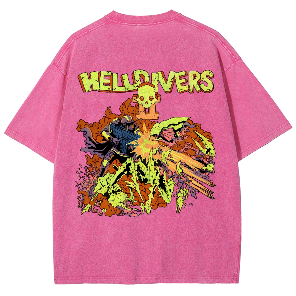  Helldivers  Unisex Fit Washed T-Shirt 2509020868