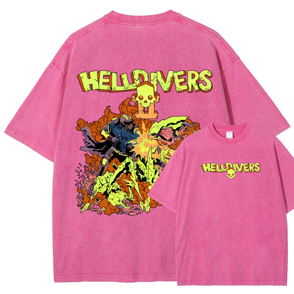  Helldivers  Unisex Fit Washed T-Shirt 2509020868