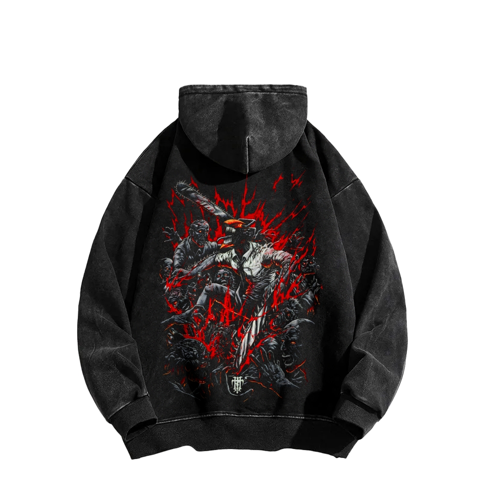 Chainsaw Man Casual Washed Hoodie 2510005425