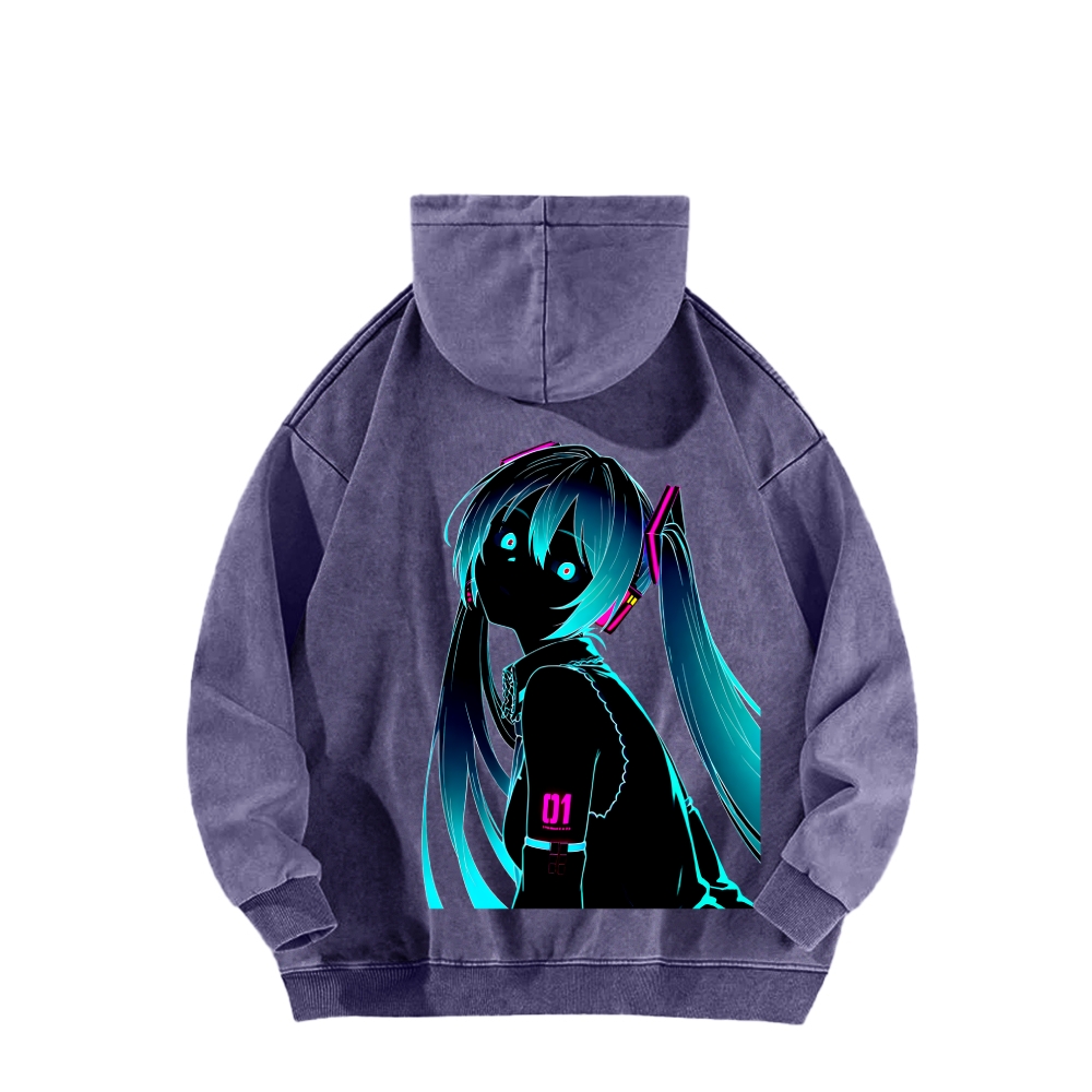 Hatsune Miku Unisex Washed Hoodie 2512006313