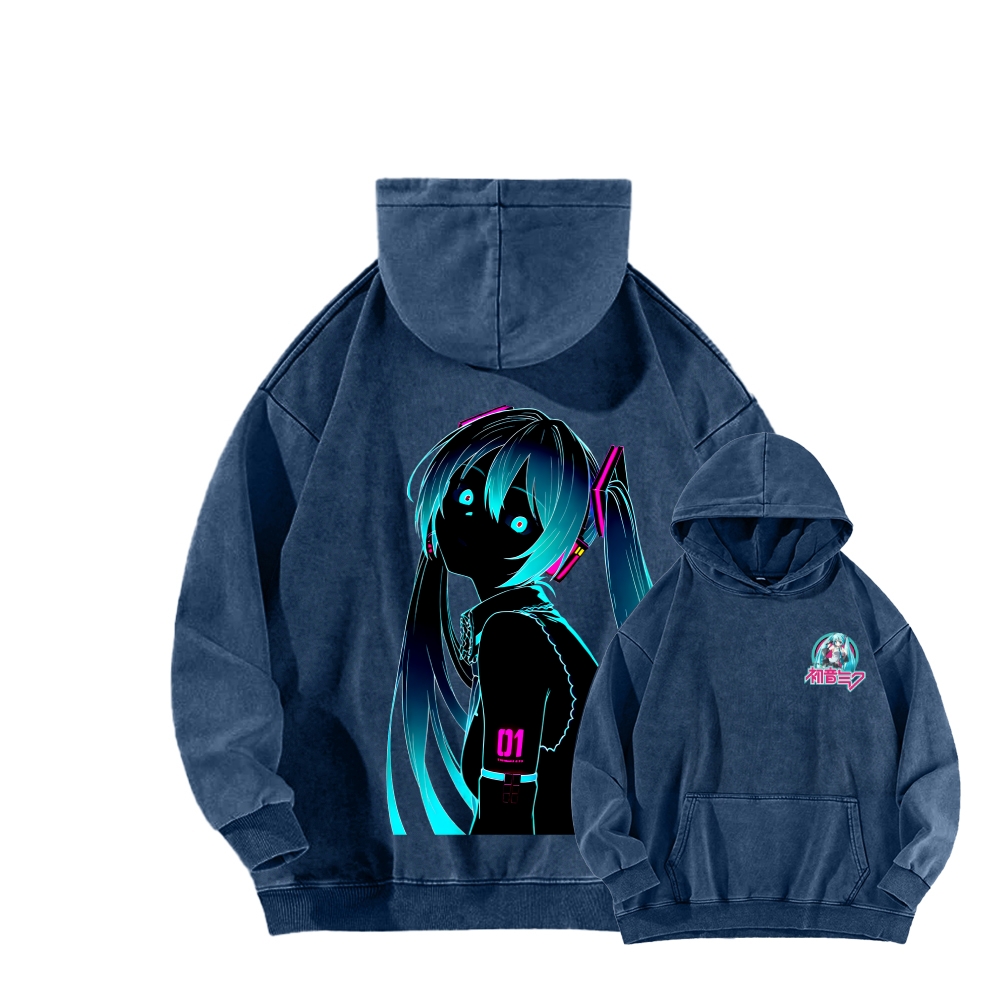 Hatsune Miku Unisex Washed Hoodie 2512006313