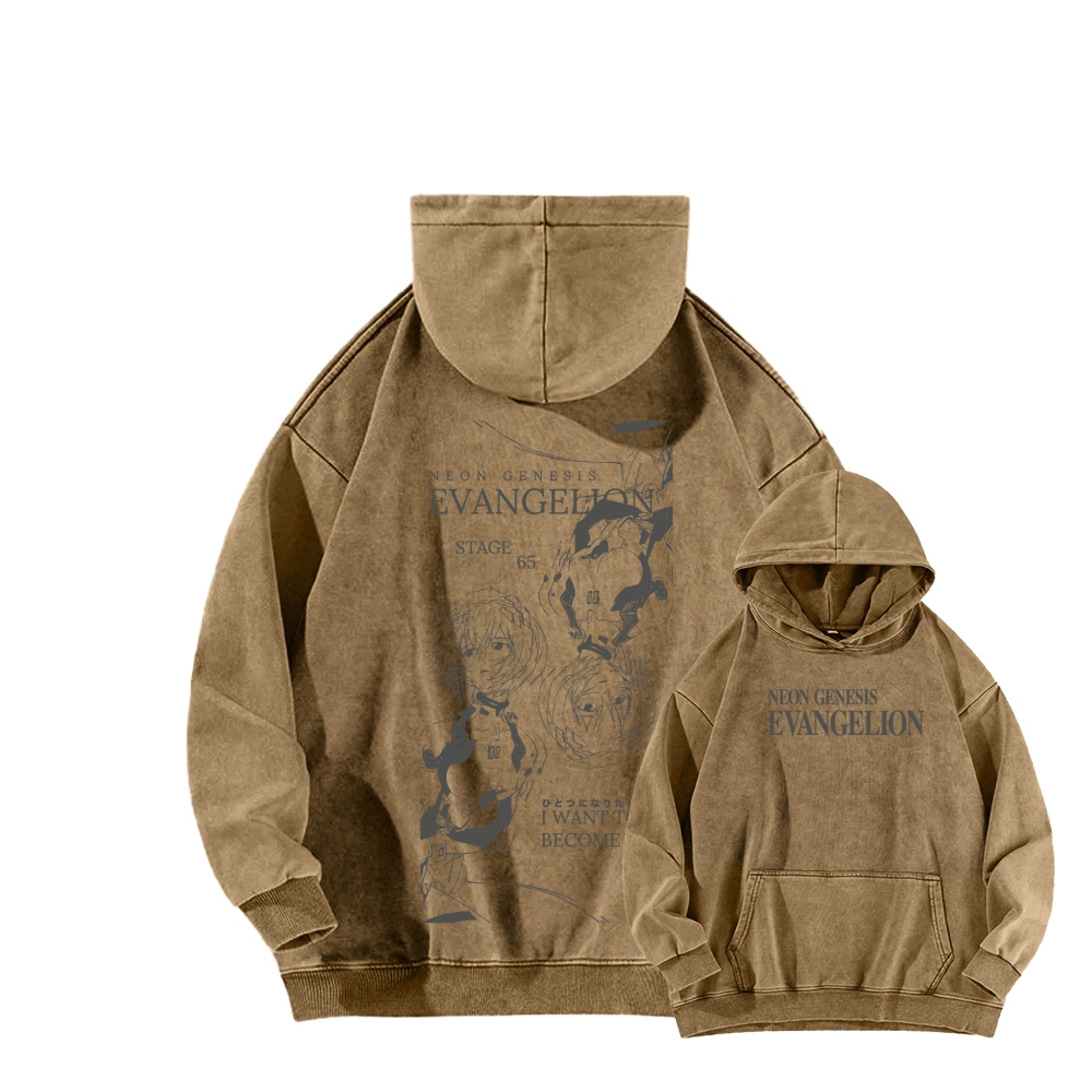 Neon Genesis Evangelion Unisex Washed Hoodie 2602007466