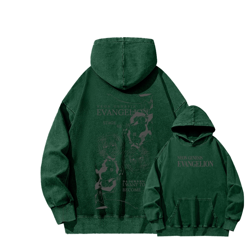 Neon Genesis Evangelion Unisex Washed Hoodie 2602007466