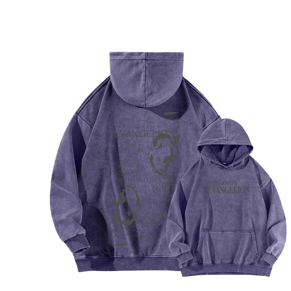 Neon Genesis Evangelion Unisex Washed Hoodie 2602007466