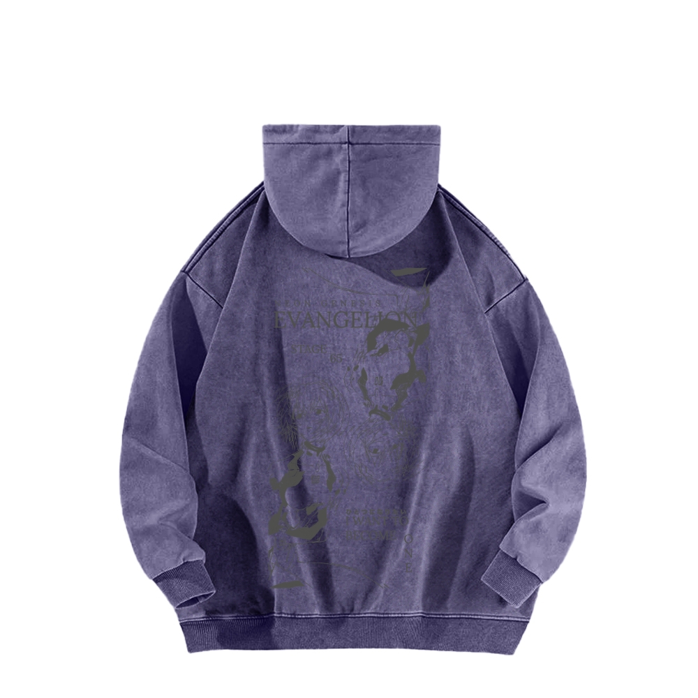 Neon Genesis Evangelion Unisex Washed Hoodie 2602007466