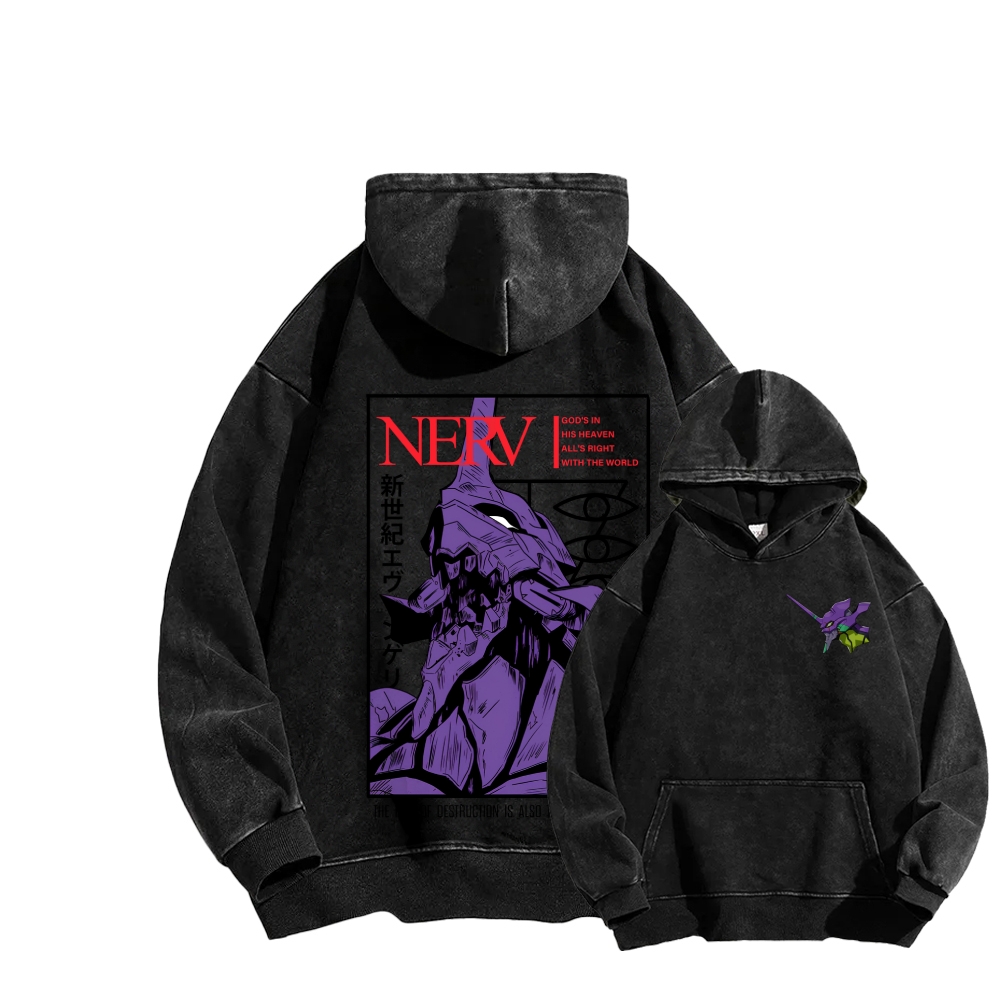 Neon Genesis Evangelion Unisex Washed Hoodie 2602007486