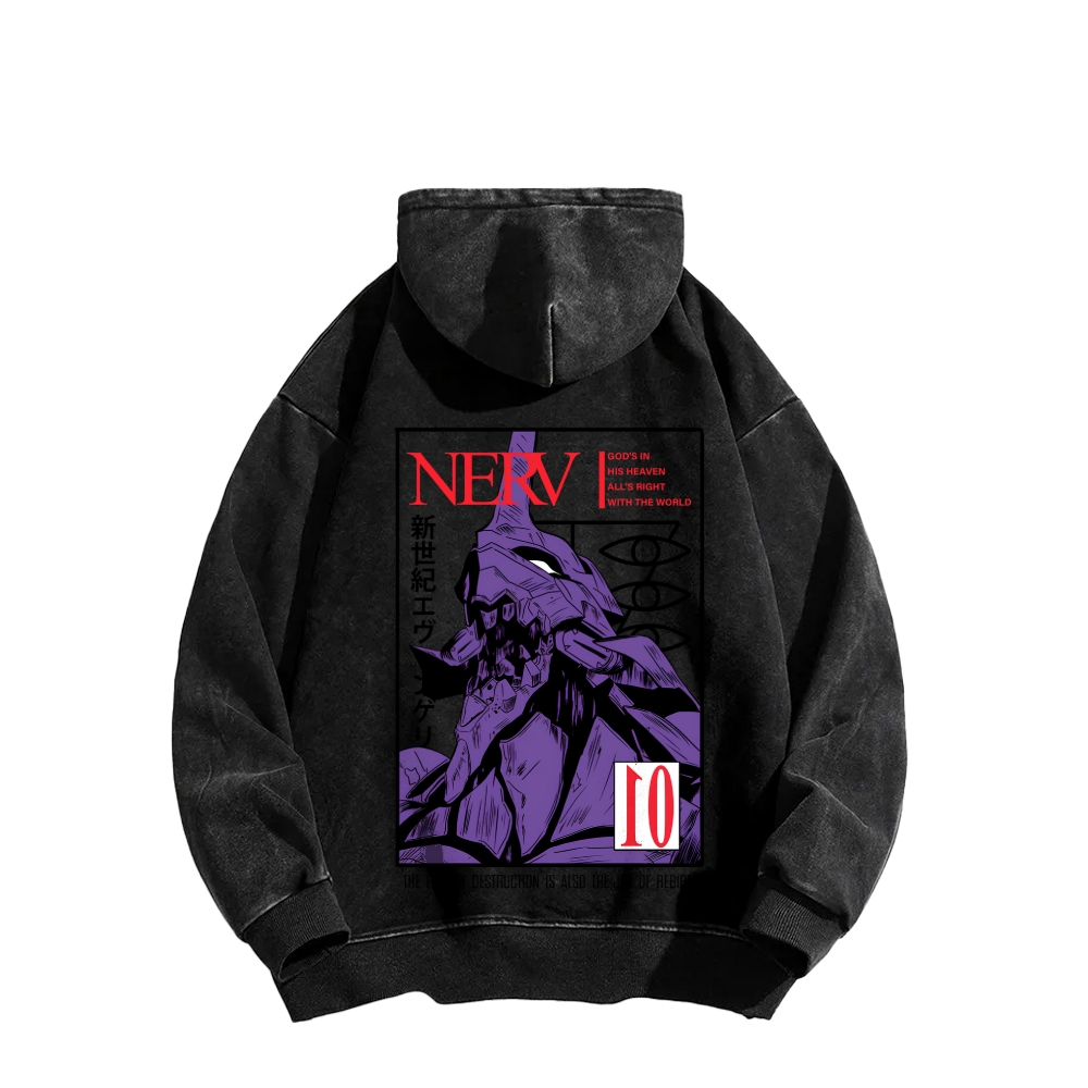Neon Genesis Evangelion Unisex Washed Hoodie 2602007486