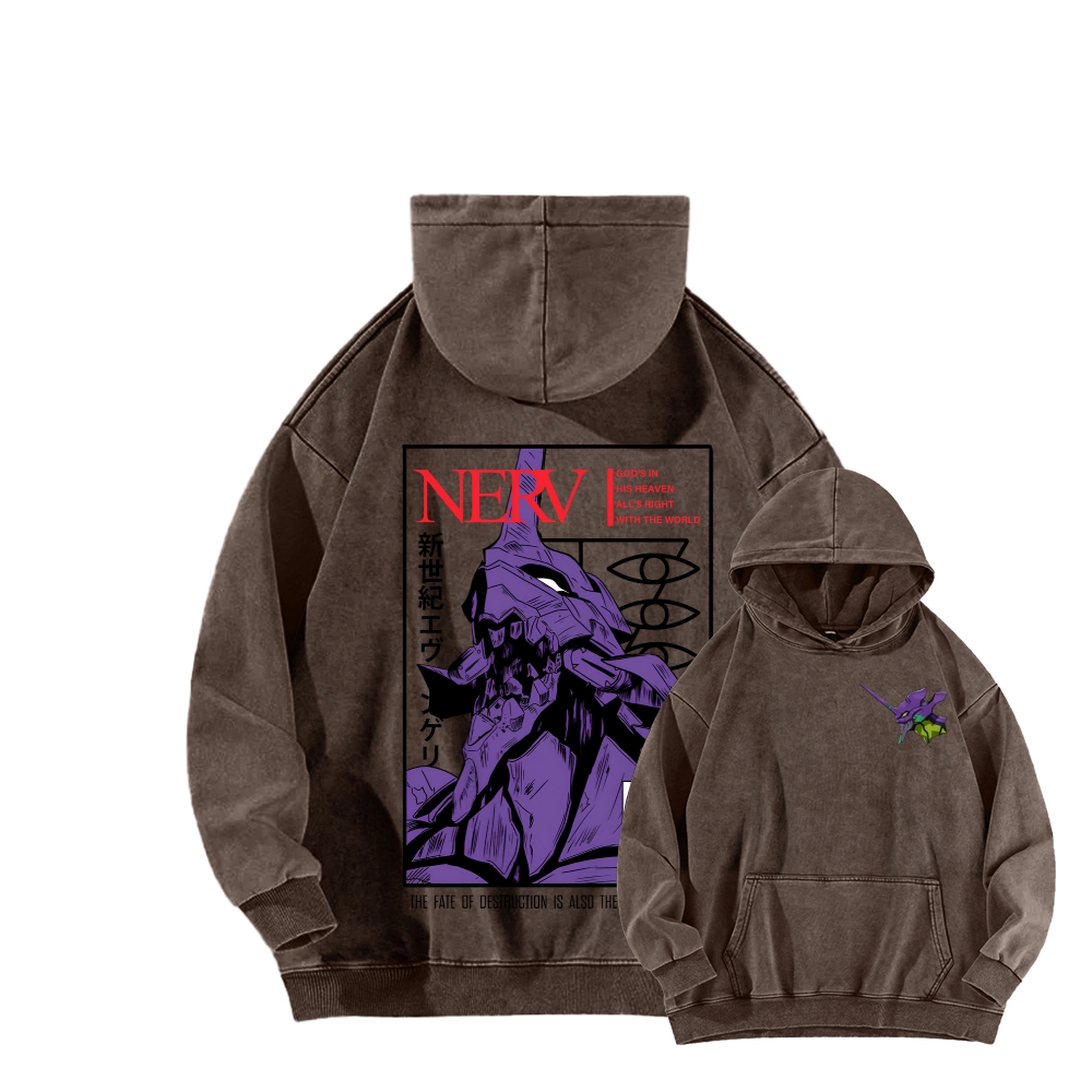 Neon Genesis Evangelion Unisex Washed Hoodie 2602007486