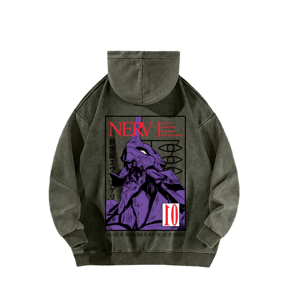 Neon Genesis Evangelion Unisex Washed Hoodie 2602007486