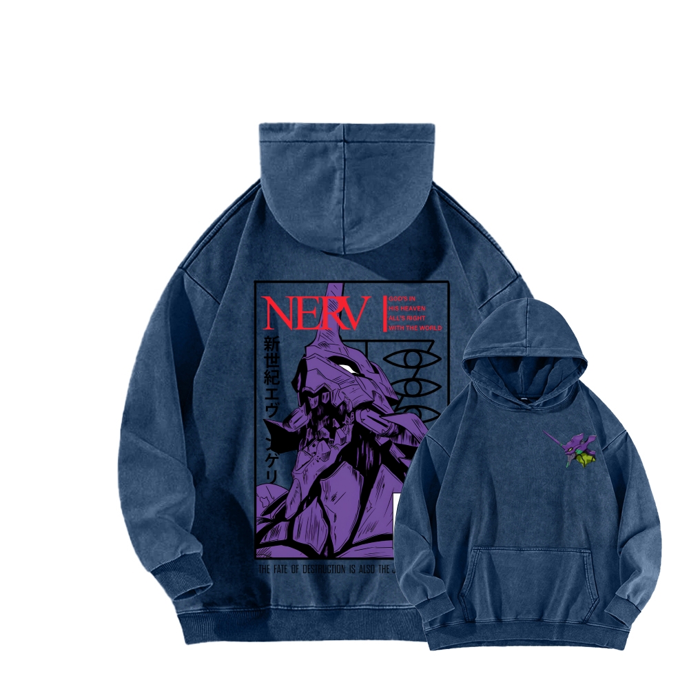 Neon Genesis Evangelion Unisex Washed Hoodie 2602007486