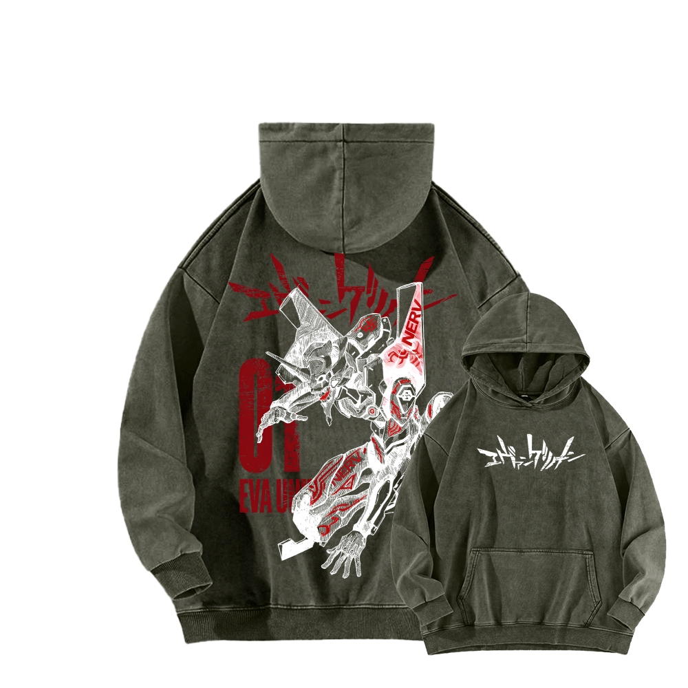 Neon Genesis Evangelion Unisex Washed Hoodie 2602007536