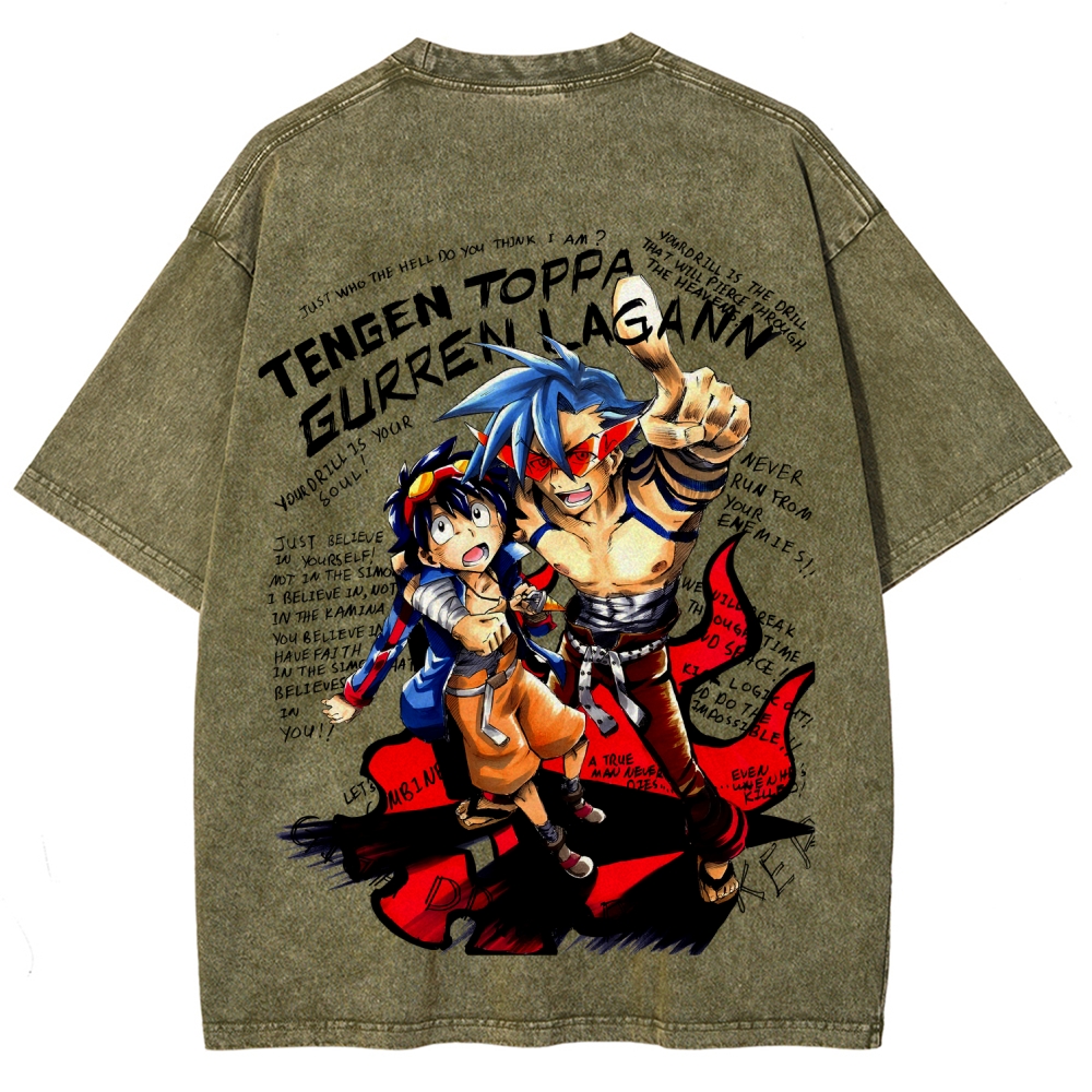 Tengen Toppa Unisex Fit Washed T-Shirt 2603014180