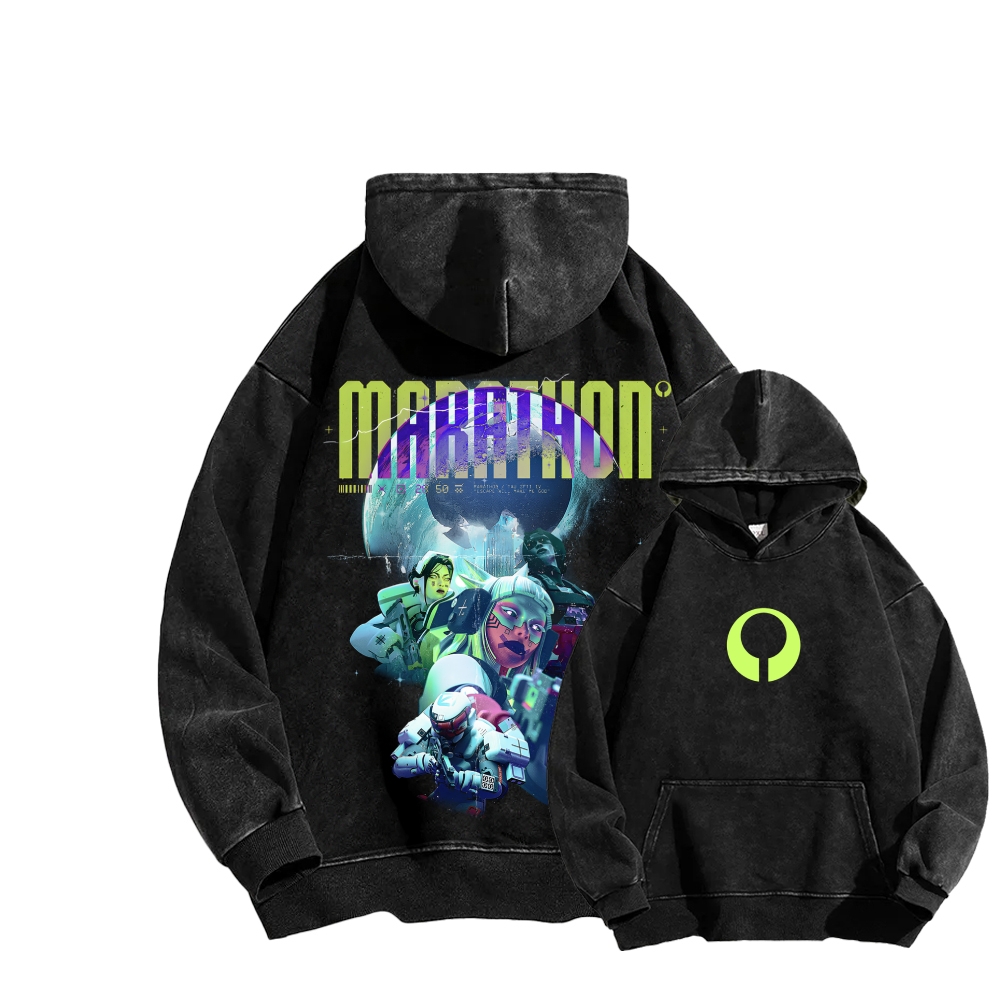 Marathon Unisex Washed Hoodie 2603018544