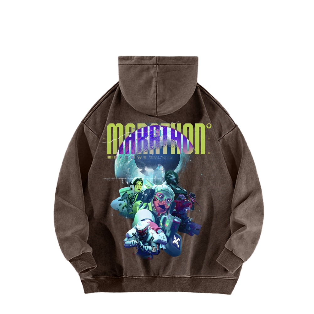 Marathon Unisex Washed Hoodie 2603018544