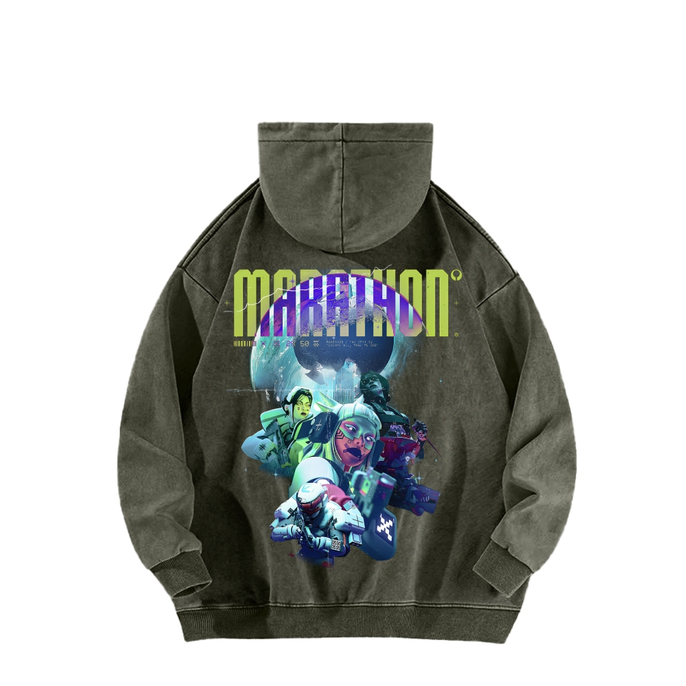Marathon Unisex Washed Hoodie 2603018544