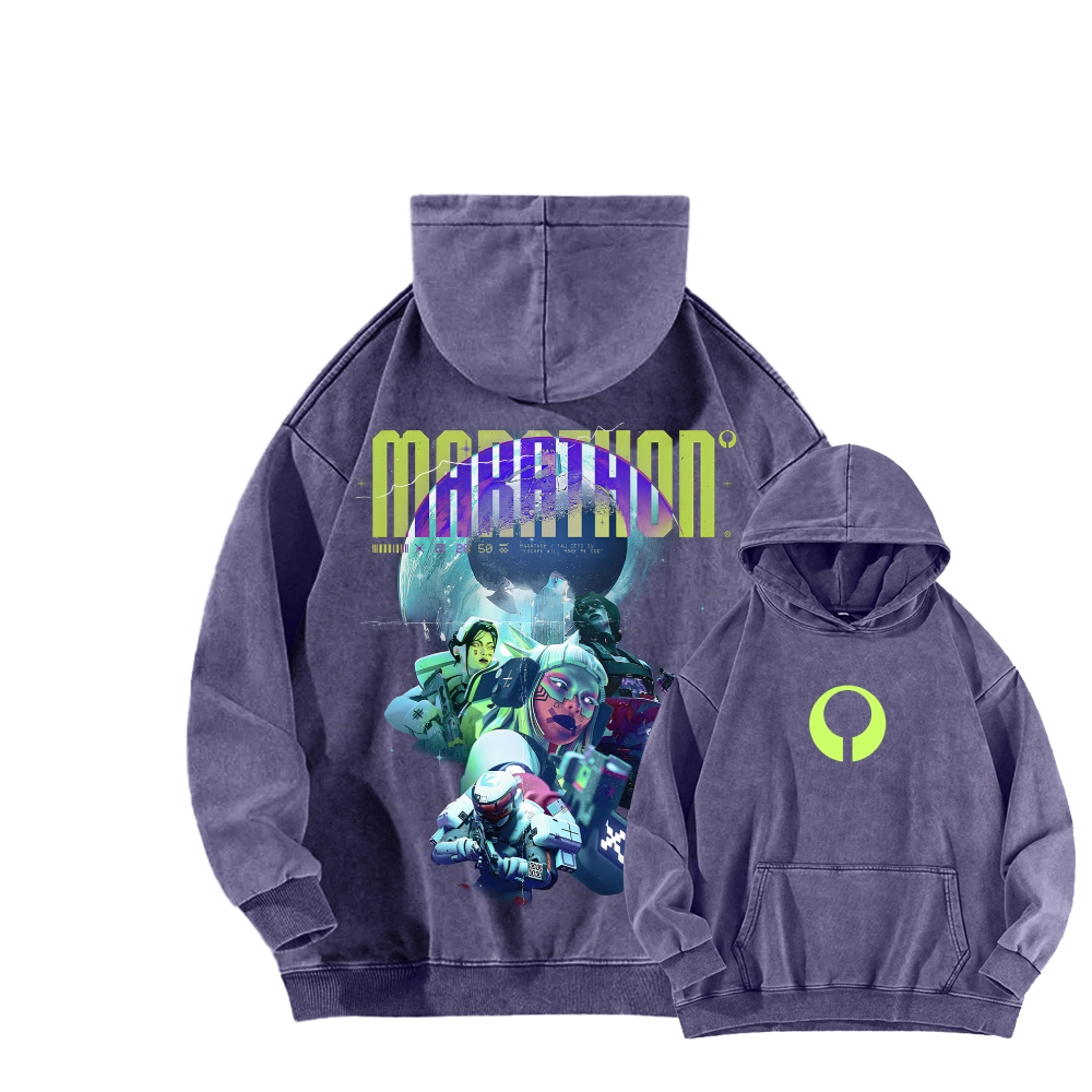 Marathon Unisex Washed Hoodie 2603018544
