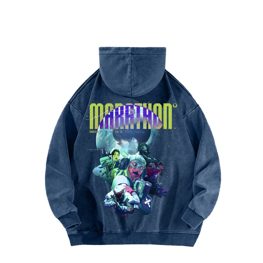 Marathon Unisex Washed Hoodie 2603018544