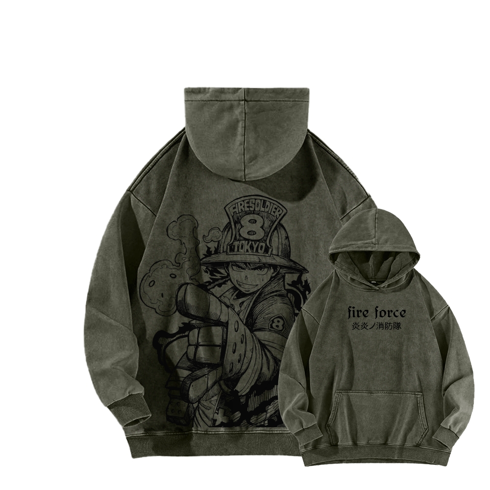 Fire Force Unisex Washed Hoodie 2604000739