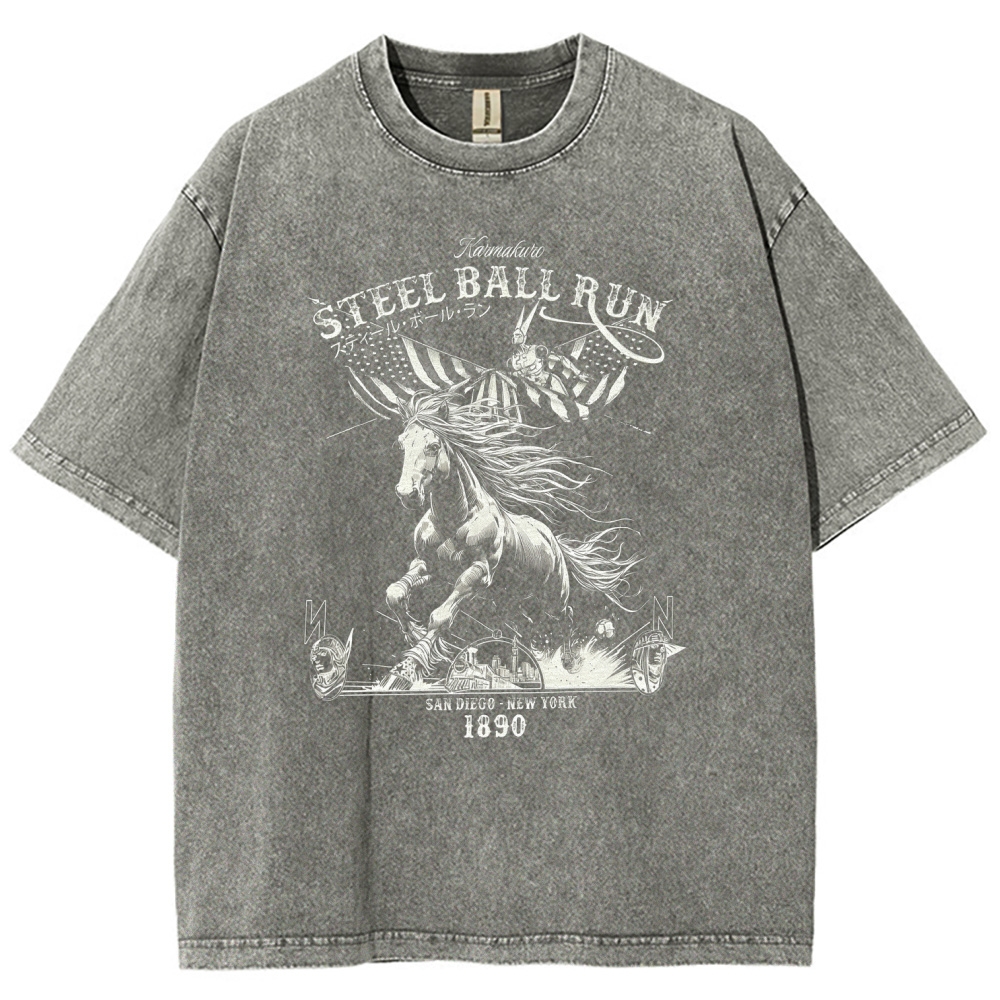 Jojo's Bizarre Adventure Invincible Unisex Fit Washed T-Shirt 2604002174