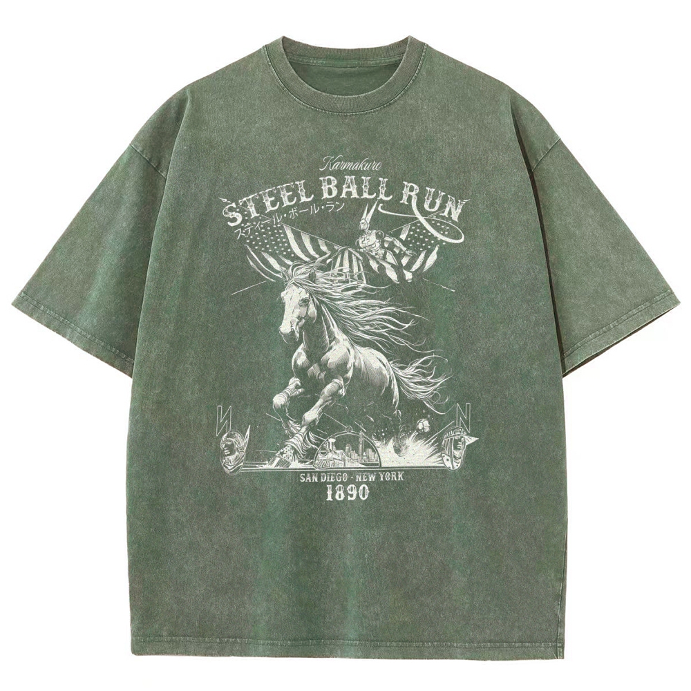 Jojo's Bizarre Adventure Invincible Unisex Fit Washed T-Shirt 2604002174