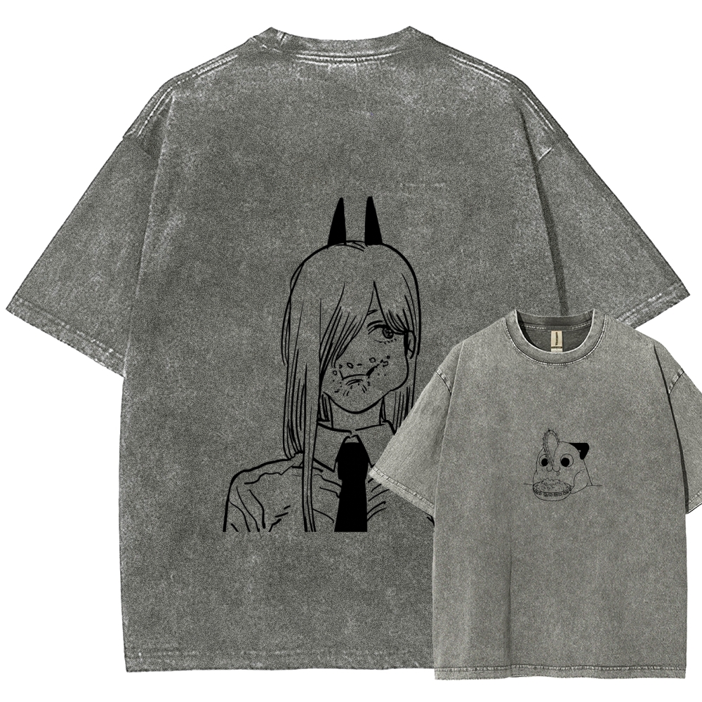 Chainsaw Man Unisex Fit Washed T-Shirt 2604004373